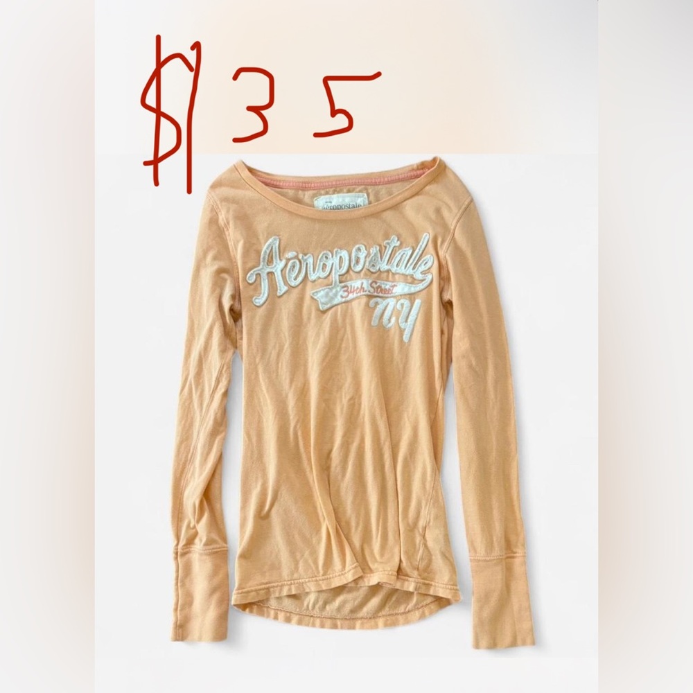 Aeropostale Women Orange Long Sleeve Tee